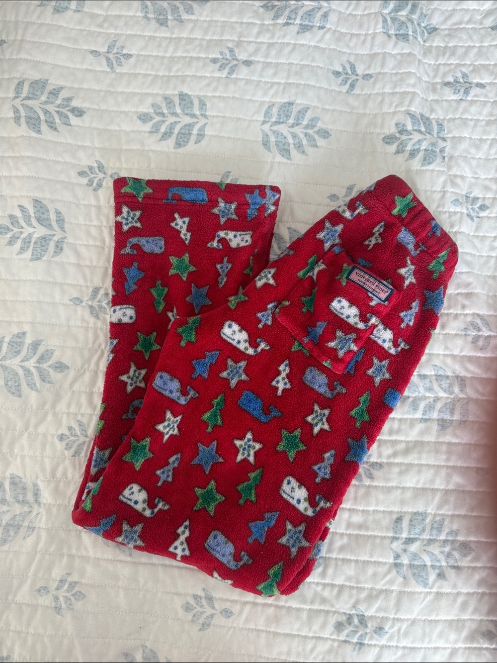 Kids Red Holiday Star & Tree Fleece Pajama Pants
